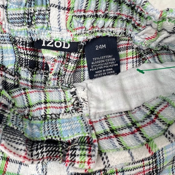 Toddler Boy's Izod Madras Shorts Sz 24M Plaids Front Pockets Elastic Waist - Picture 3 of 5